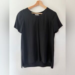 R Label 100% Silk Black Short Sleeve Crewneck T-Shirt Size Small